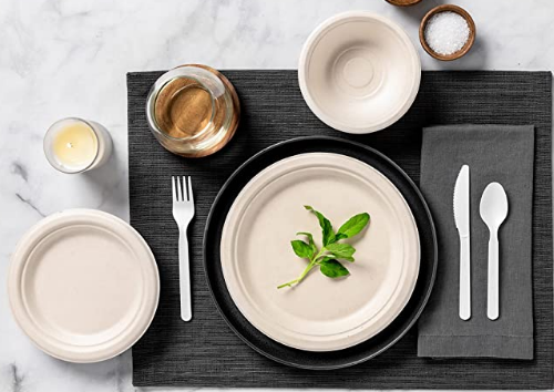 डिस्पोजेबल चाकू कांटा और चम्मच सेट इश्यू पीएलए पैकेज्ड टेकअवे डिग्रेडेबल सीप्लेए कटलरी के साथ 9