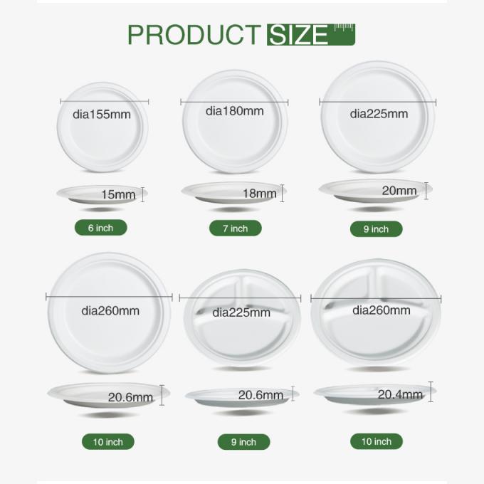 PFAS FREE 6 7 9 10inch Disposable Party Tableware 100% Compostable Disposable Sugarcane Tableware Bagasse Round Plates 3
