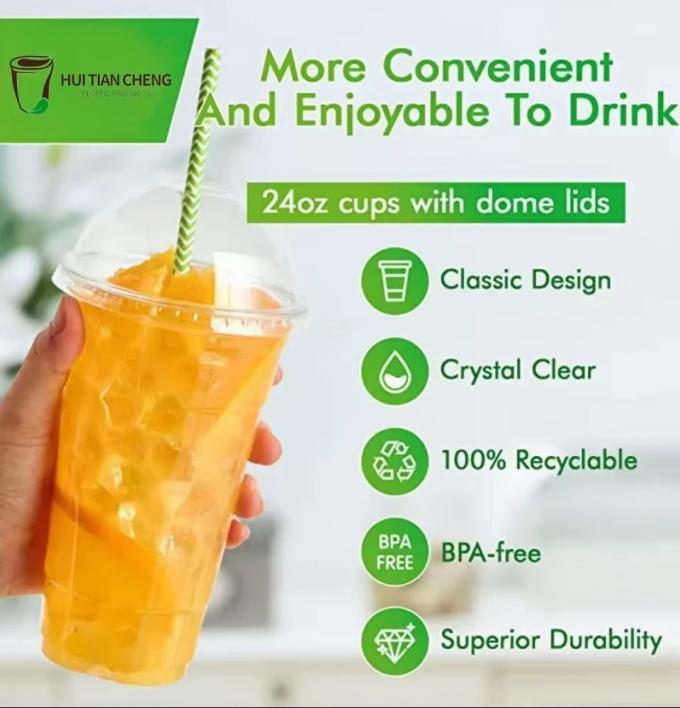 فنجان های پلاستیکی PET یکبار مصرفی با پوشش فنجان های شاک شیر اسموتی فنجان های پلاستیکی یکبار مصرفی شفاف فنجان های پلاستیکی PET برای چای شیر بوبا 5