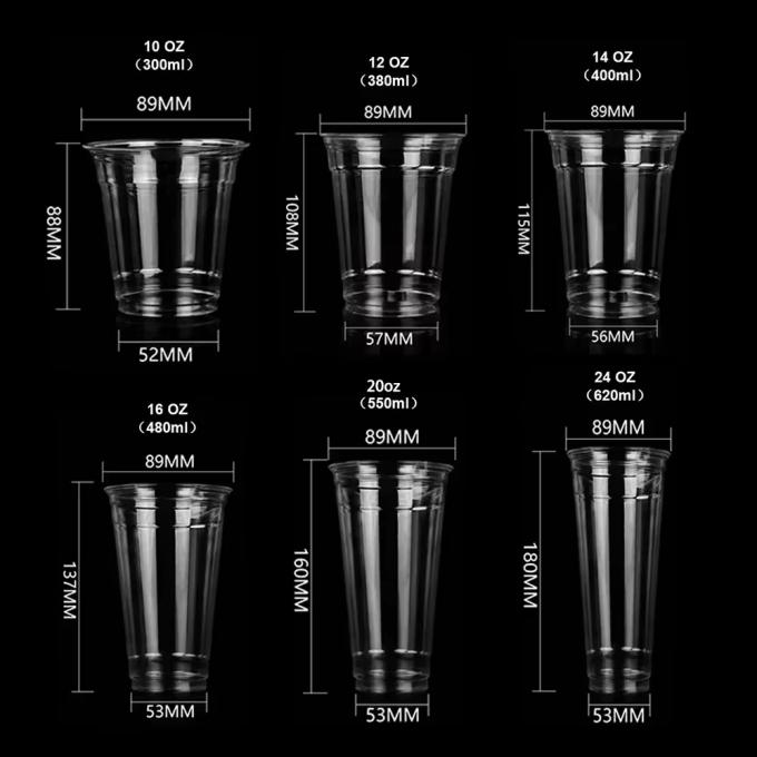 فنجان های پلاستیکی PET یکبار مصرفی با پوشش فنجان های شاک شیر اسموتی فنجان های پلاستیکی یکبار مصرفی شفاف فنجان های پلاستیکی PET برای چای شیر بوبا 7