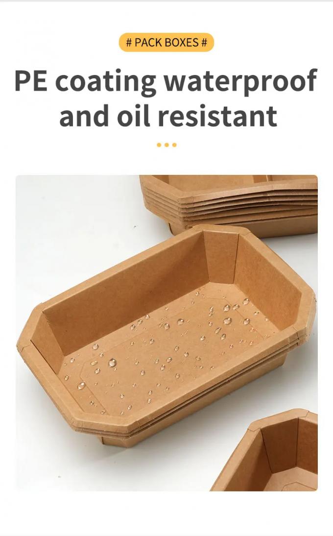 Mangkuk Oval Kertas Kraft Printer Kustom Mangkuk Sekali Pakai Kertas Mangkuk Kraft Kertas 26oz Dengan Tutup 2