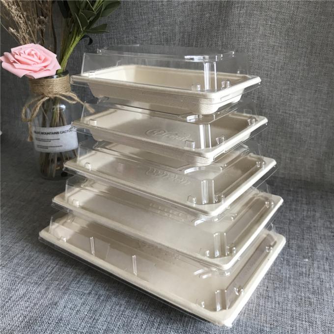 Caixa de embalagem de pão de bagaço para alimentos descartáveis com tampa PET 0