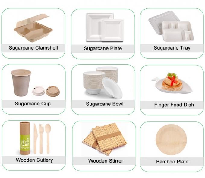 Compostabile Universale Eco-friendly 6" Clamshell Burger Takeaway Box Canne da zucchero Bagasse Biodegradabile Contenitore alimentare 8