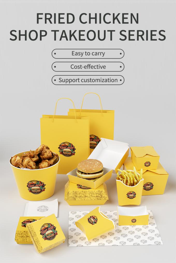 Custom Printed Fast Food Packaging Boxes Take Away Disposable Chicken Wing Fried Chicken French Fry Burger Chips Box 0