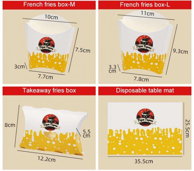 Custom Printed Fast Food Packaging Boxes Take Away Disposable Chicken Wing Fried Chicken French Fry Burger Chips Box 3