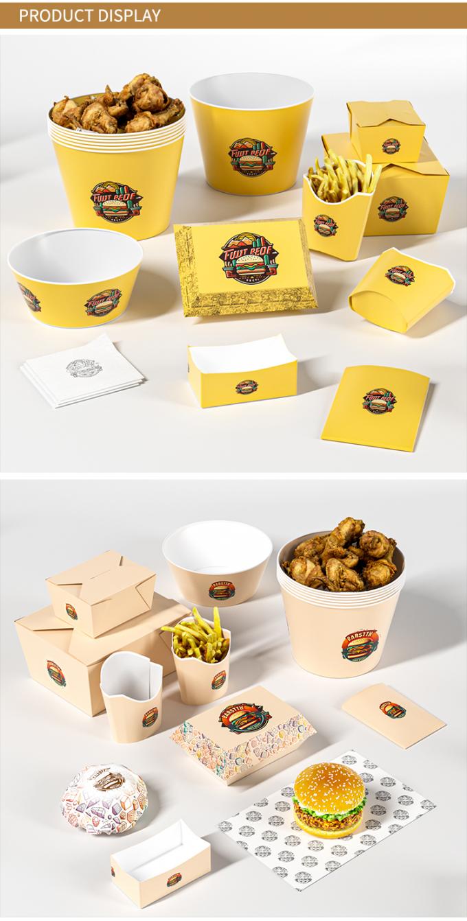 Custom Printed Fast Food Packaging Boxes Take Away Disposable Chicken Wing Fried Chicken French Fry Burger Chips Box 13