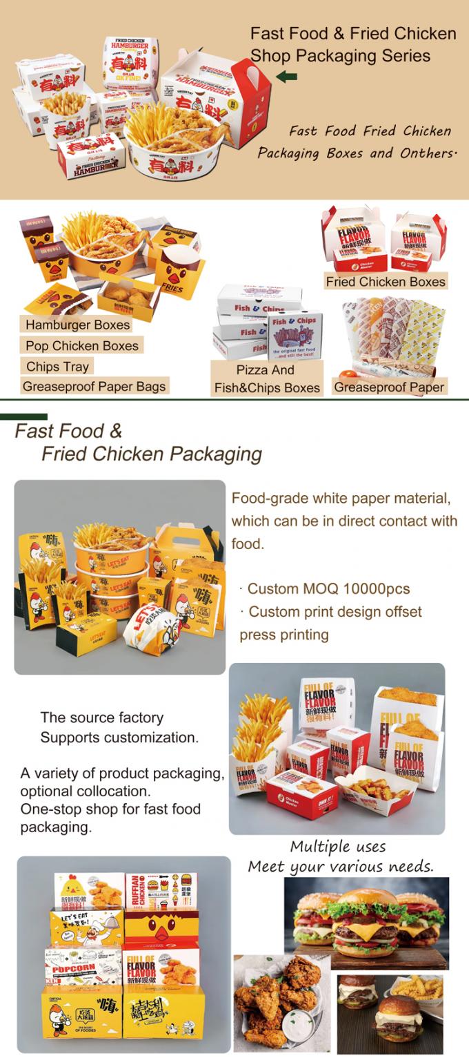Custom Printed Takeaway Fried Chicken Burger Paper Box Fish and Chips Potato Fries Street Snack Food Packaging Box for Fast Food 0