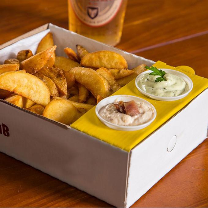 Custom Printed Takeaway Fried Chicken Burger Paper Box Fish and Chips Potato Fries Street Snack Food Packaging Box for Fast Food 4