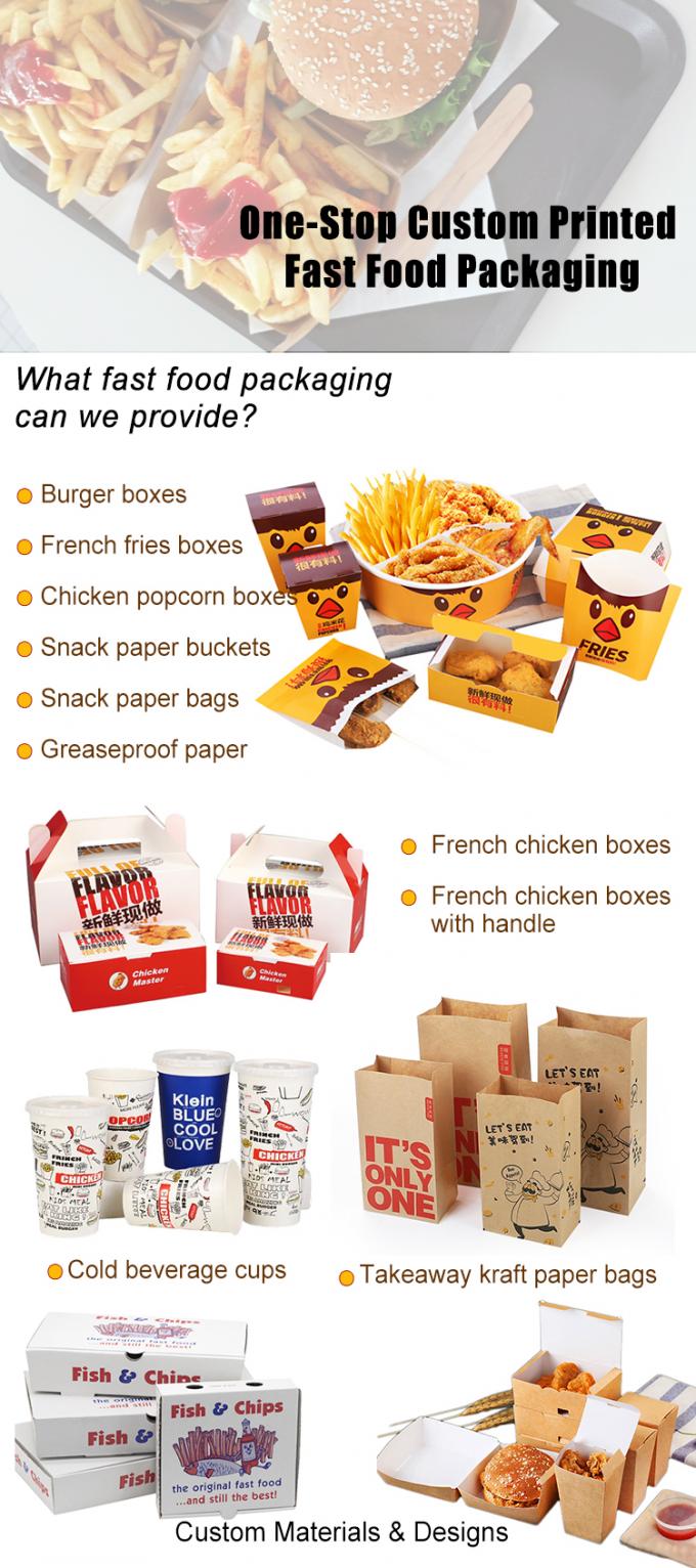 Custom Printed Takeaway Fried Chicken Burger Paper Box Fish and Chips Potato Fries Street Snack Food Packaging Box for Fast Food 5