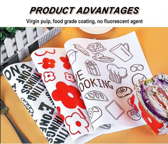 Custom Printed Sandwich Burger Burrito Package Greaseproof Wrapping Paper Food Grade Bread Grease Proof Paper with logo 5