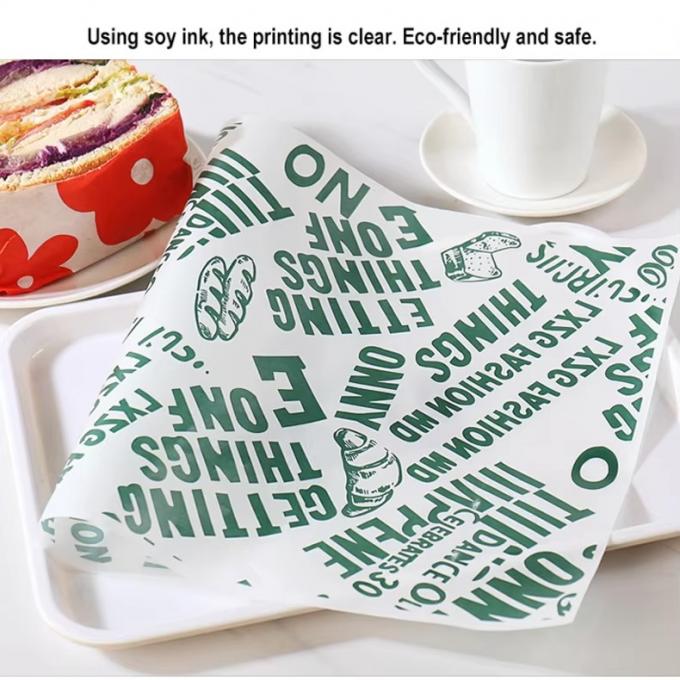 Custom Printed Sandwich Burger Burrito Package Greaseproof Wrapping Paper Food Grade Bread Grease Proof Paper with logo 6