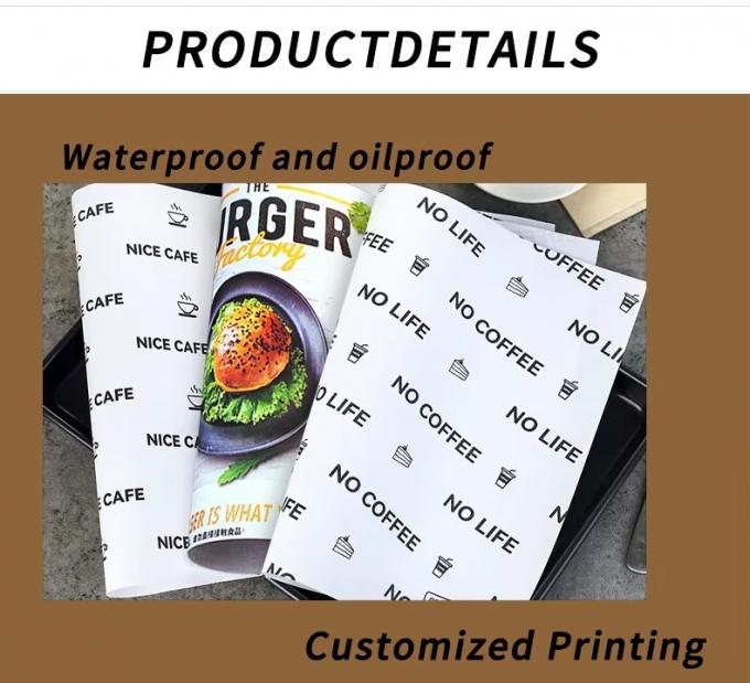 Custom Printed Sandwich Burger Burrito Package Greaseproof Wrapping Paper Food Grade Bread Grease Proof Paper with logo 7